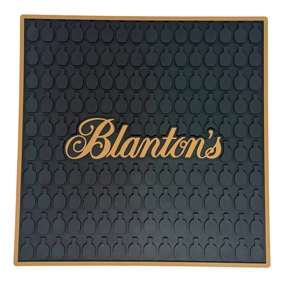 Blanton's Bar Mat 12"x12" Square Black Gold Buffalo Trace Bourbon Rubber EUC